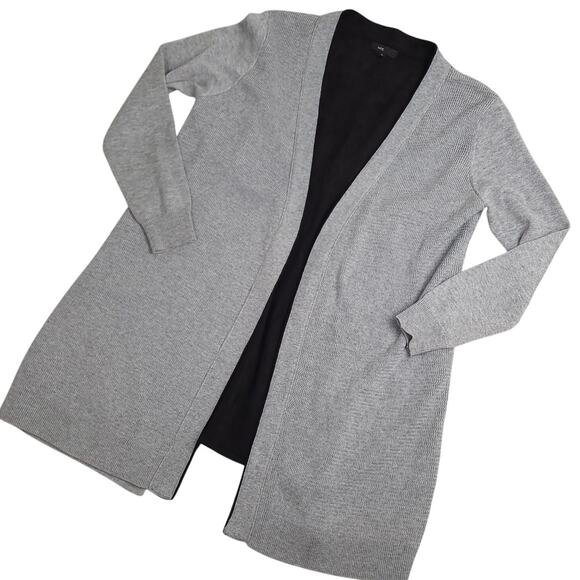 Fate Women’s Open Front Cardigan Sz Large Gray Black Wool Blend Sweater EUC - Picture 1 of 11